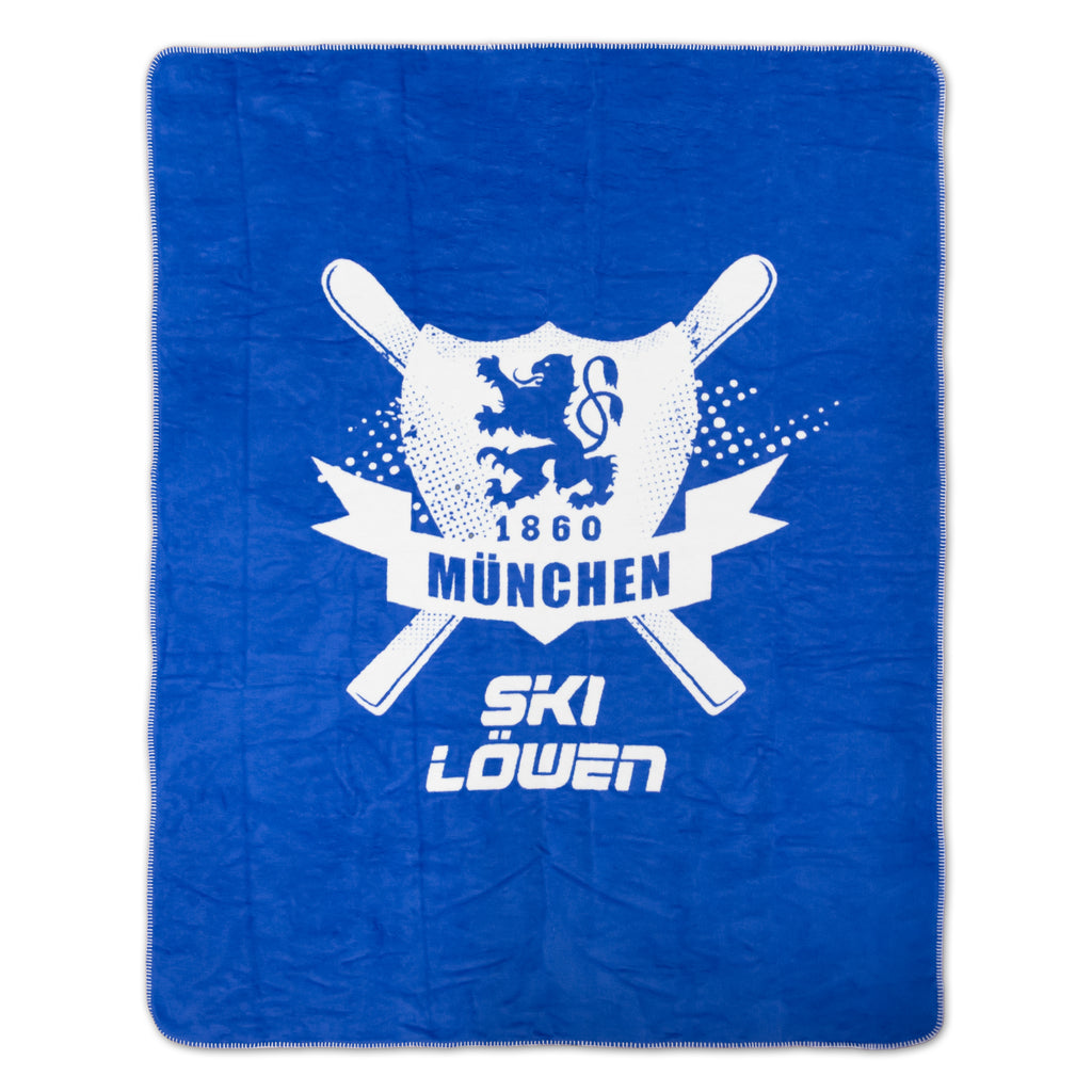 Skilöwen Decke blau / weiß mit Logo -  150x200cm